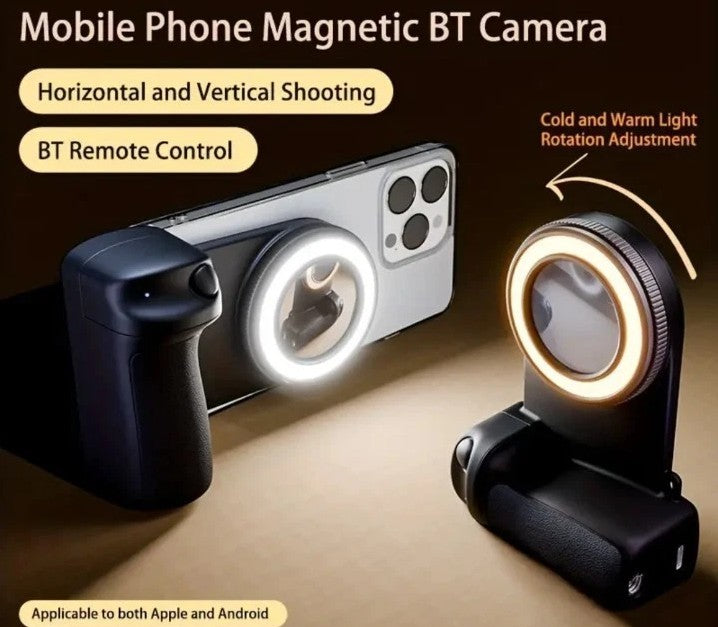 2 in 1 Magnetic Suction Handheld Bluetooth Phone Camera Shutter Hand Grip Holder