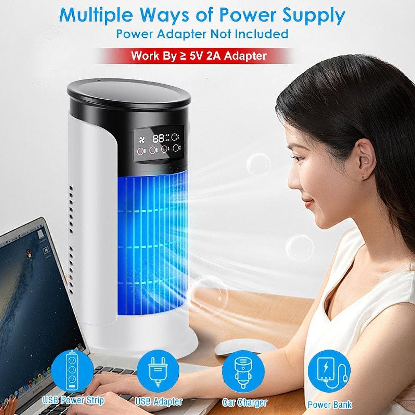 Portable Air Conditioners Fan with 6 Speeds Air Cooler for Home Office Desk