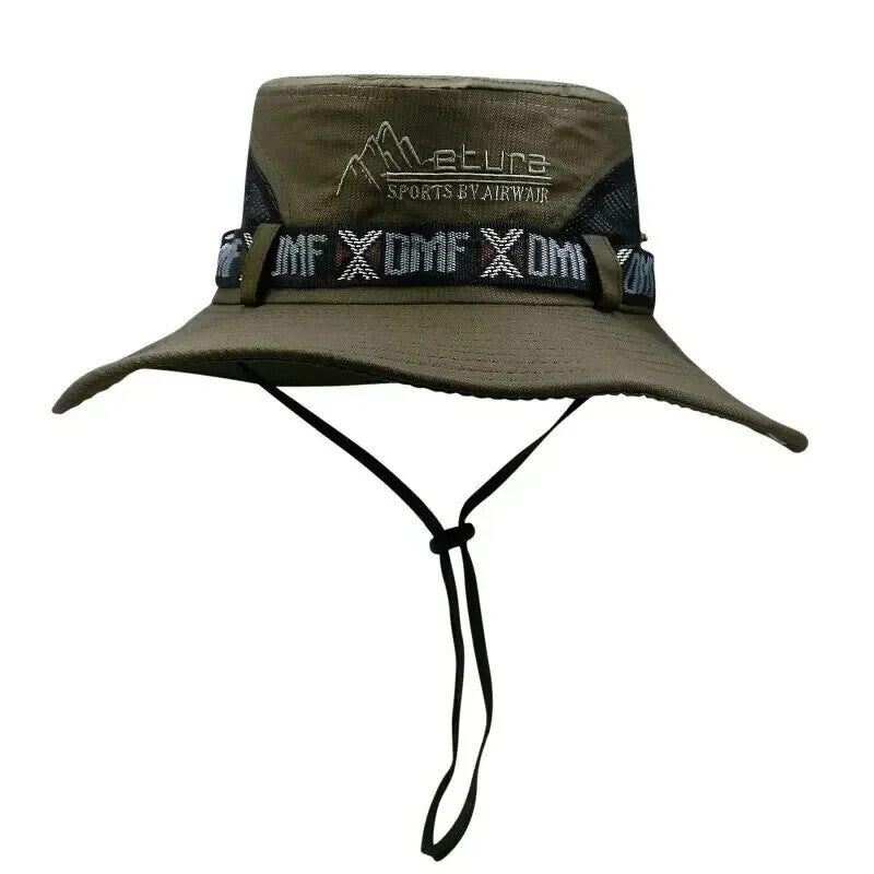 Summer Men Bucket Hat Outdoor UV Protection Wide Brim Panama Safari Hunting