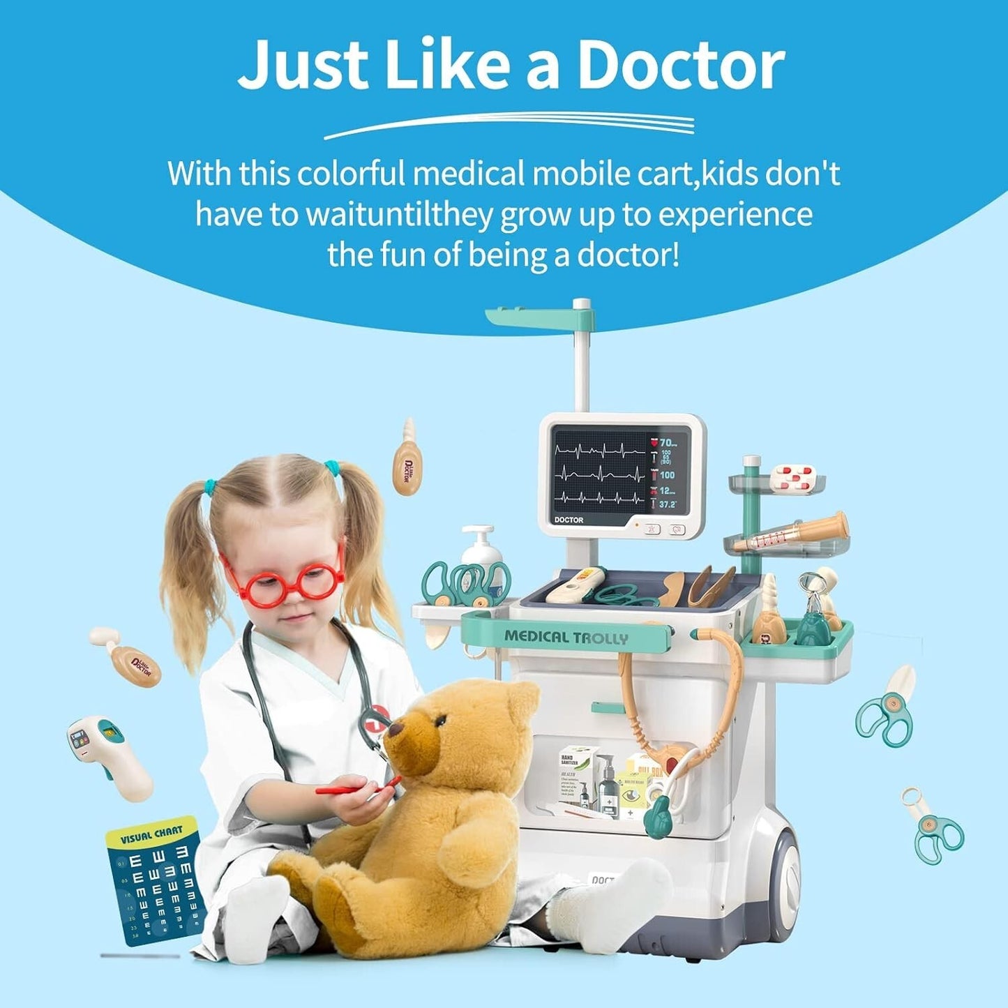 Doctor Kit for Kids, 28Pcs Pretend Play Medical Kit Toy with Sound and Light