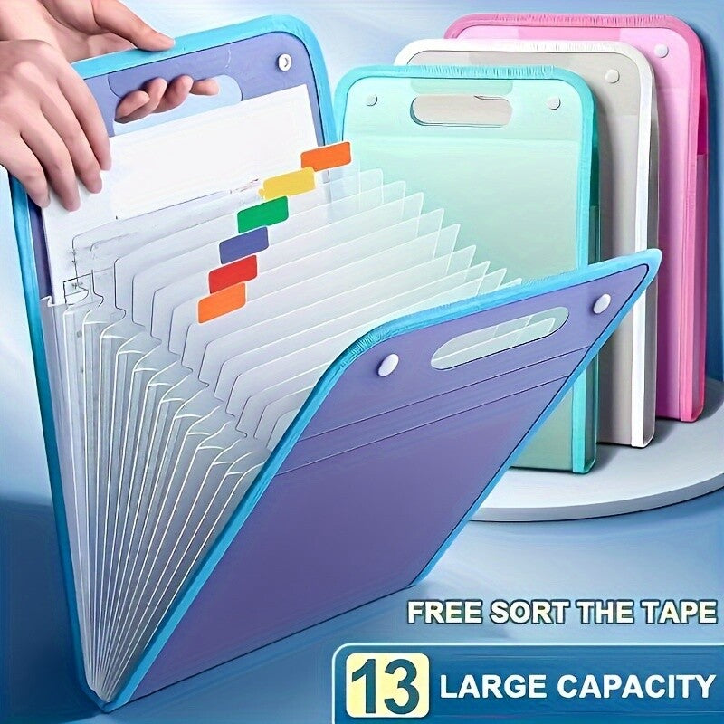 A4 Folder Vertical File Manager Handle Extended Waterproof Portable13 Pocket
