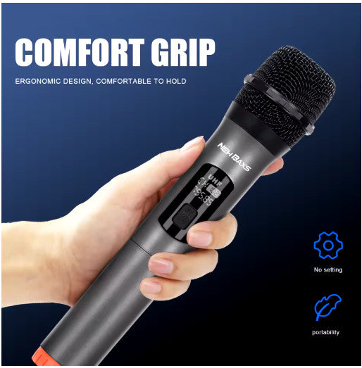 Microphone Wireless UHF Fixed Frequency 2 Channels Handheld Mic Professional UK