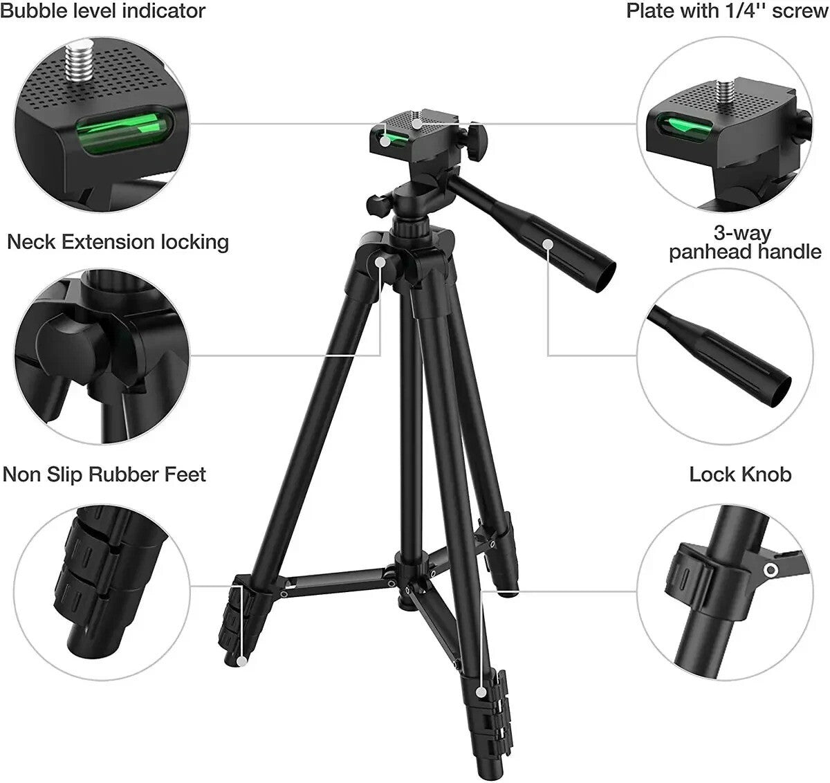 Adjustable Tripod Professional Camera Mount Stand Holder Bluetooth Remote Phone
