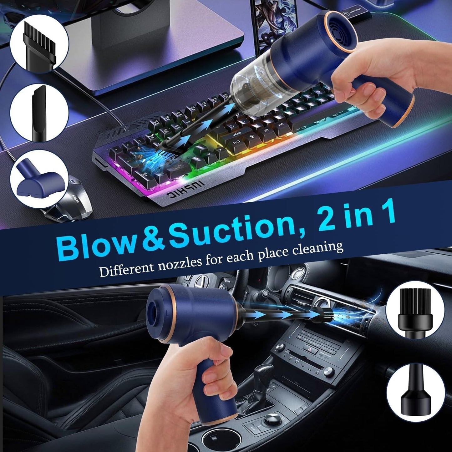 Lightweight Portable Vacuum Cleaner - 9000Pa Strong Suction Ideal for Cars