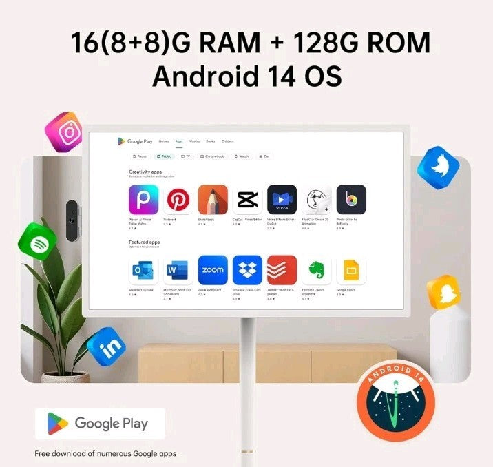 32 Inch Portable TV with Touch Screen | 8G RAM + 128G Storage