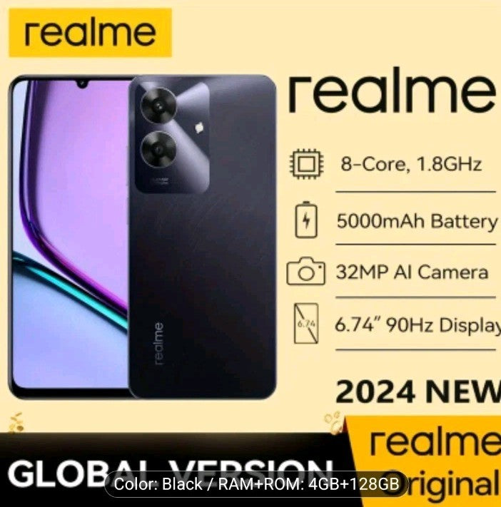 Realme Note 60 6.74" HD 90Hz Display Smartphone 6GB RAM 128GB Storage