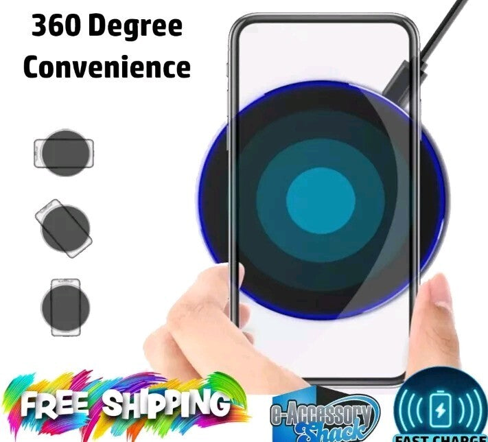 Wireless Fast Charger Charging Pad Dock for Samsung iPhone Android Cell Phone