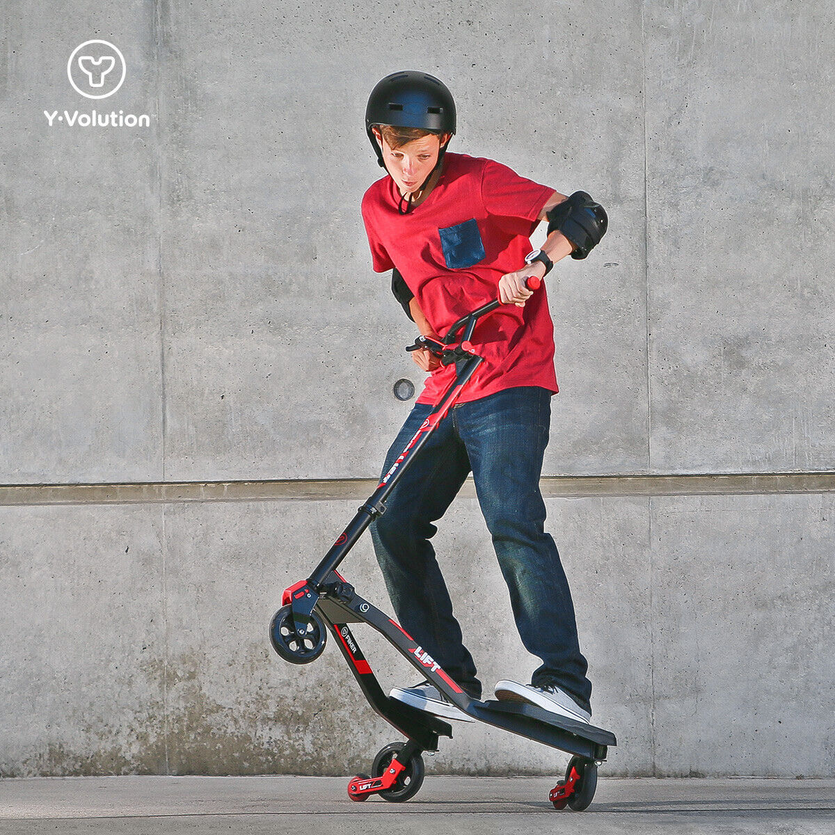 Yvolution Y Fliker Lift Red | The Original Swing Wiggle Scooter | 3 Wheels Self-
