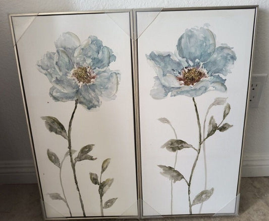 Painting of Blue Flower Abstract on Canvas