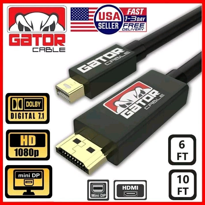 Mini Display Port DP Thunderbolt to HDMI Cable Adapter HD 4K for MacBook Surface