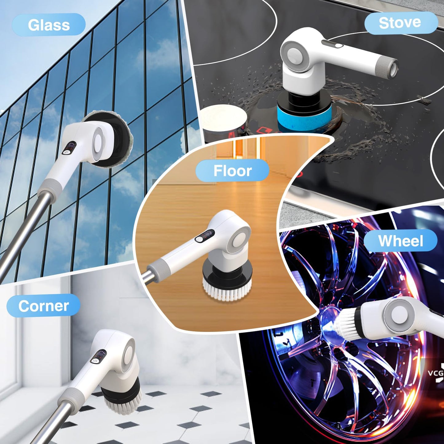 Angle Adjustable Spin Scrubber Cordless Cleaning Brush with 3 Speeds Cordless...