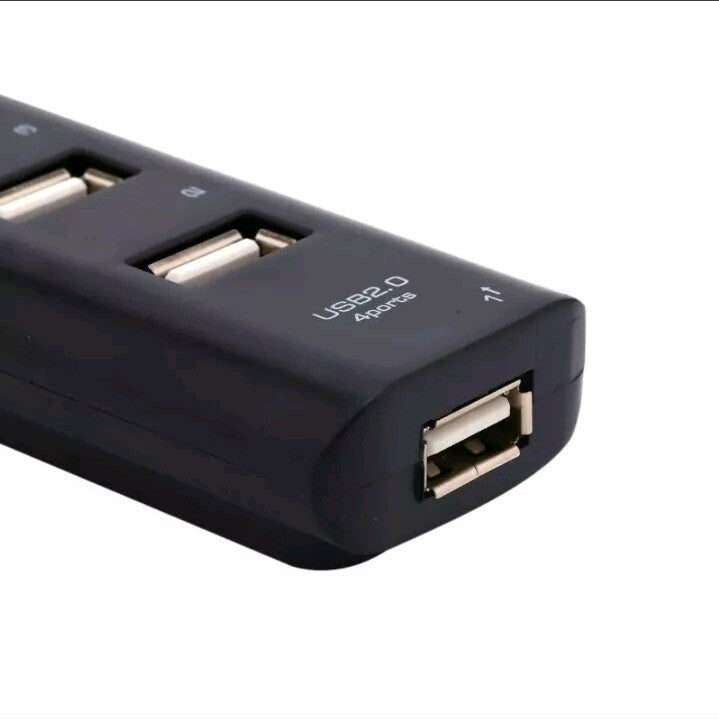Black USB 2.0 Hi-Speed 4-Port Splitter Hub For PC Notebook