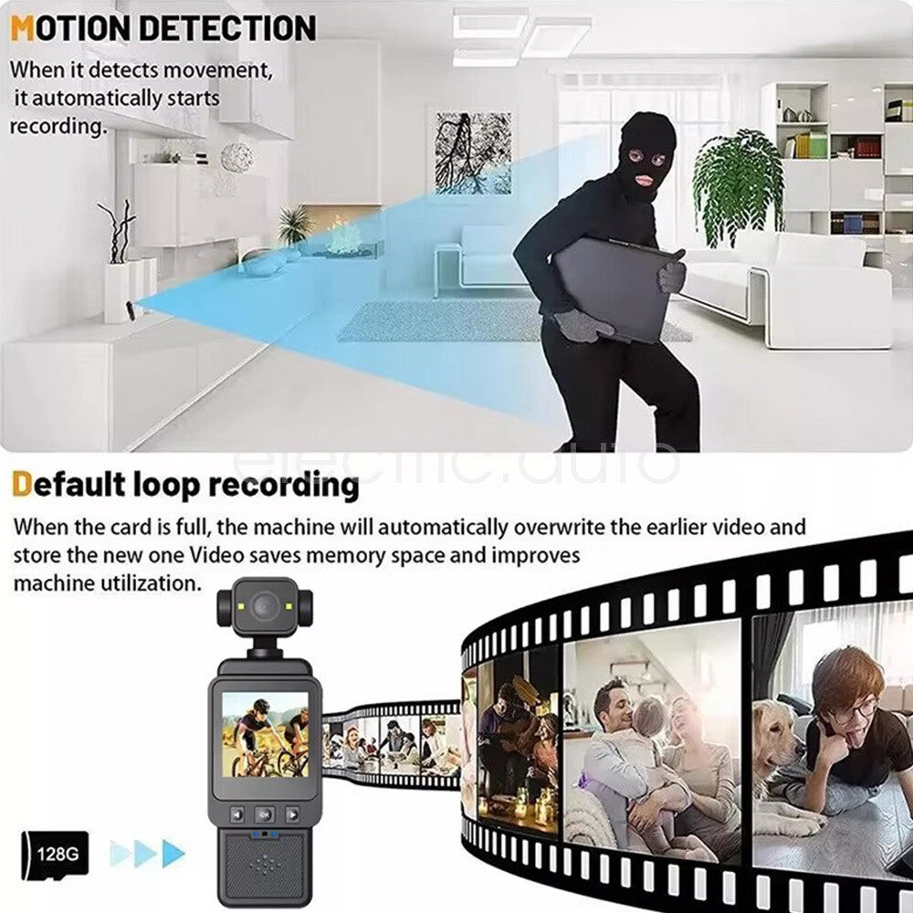 WiFi Camera with Screen 360° Rotatable Lens 1080P HD Photo Video Audio Recorder