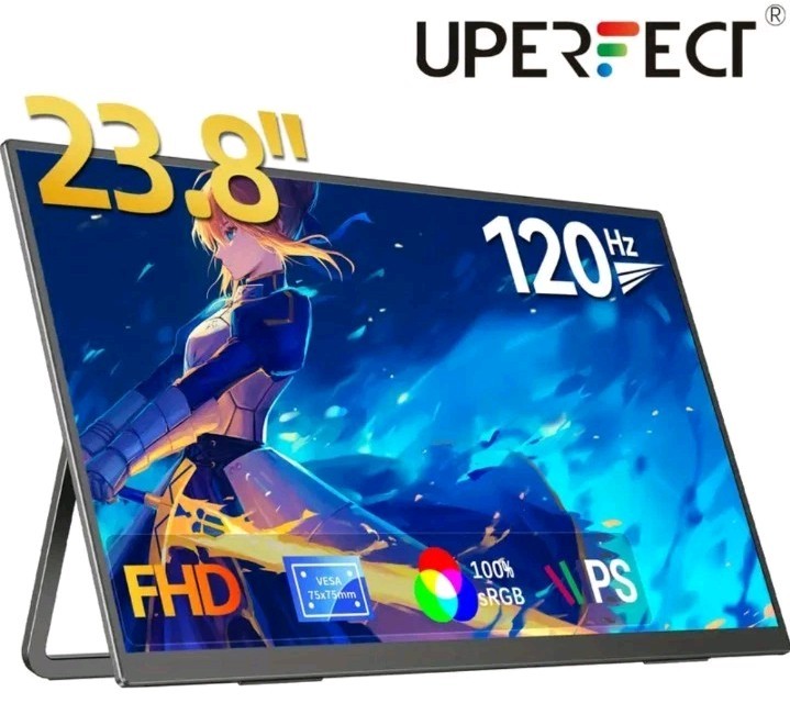 UPERFECT 23.8" Portable Monitor 120Hz Larger Screen 1080P FHD For Computer