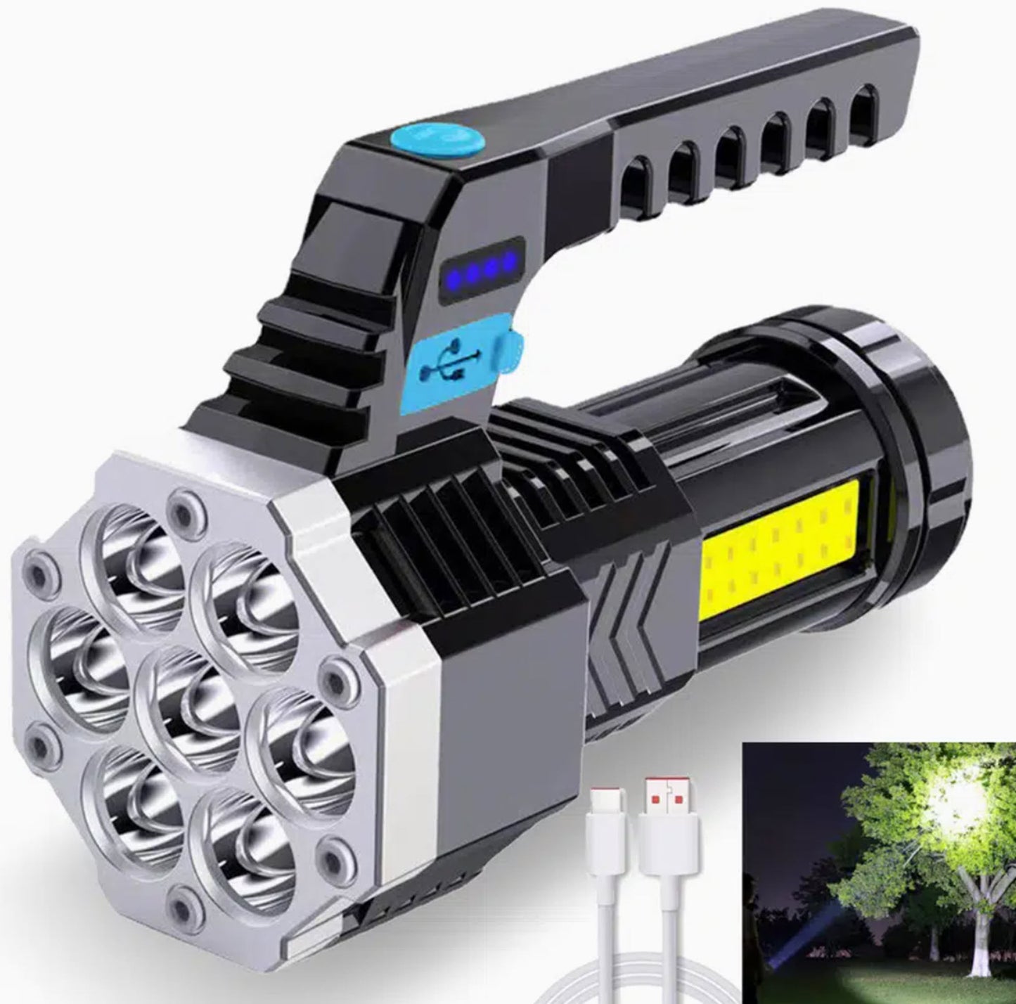 BCM ( KQ01868 ) High Power Handheld LED Flashlight USB Rechargeable 7-core Light