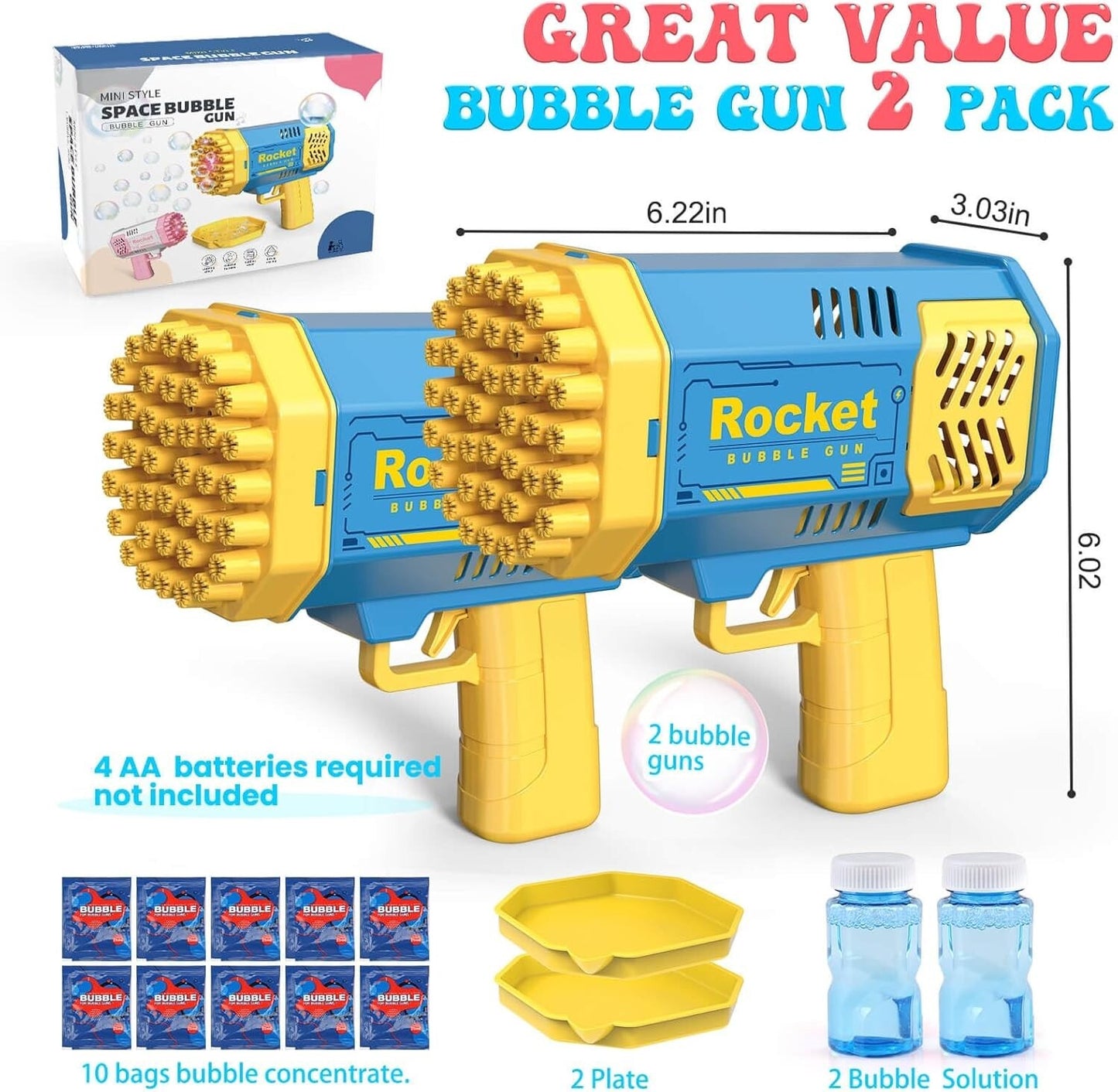 Bubble Machine for Kids - 2 Pack Bubble Toys for 3-8 Year Olds with Fun Bubbles