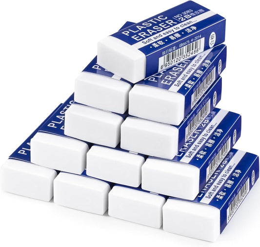 12 Pack Pencil Erasers, Large White Erasers for School, Art 12 Pack,