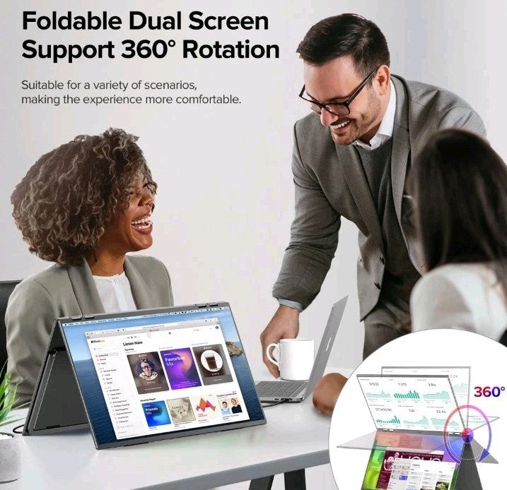 UPERFECT 18.5 Inch 100hz Stacked Monitor Dual Screen Folding Display 1080P