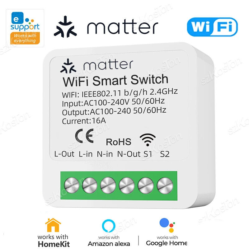 Smart Home ZigBee WiFi Smart Switch with Power Monitor 16A Mini Breaker Voice US