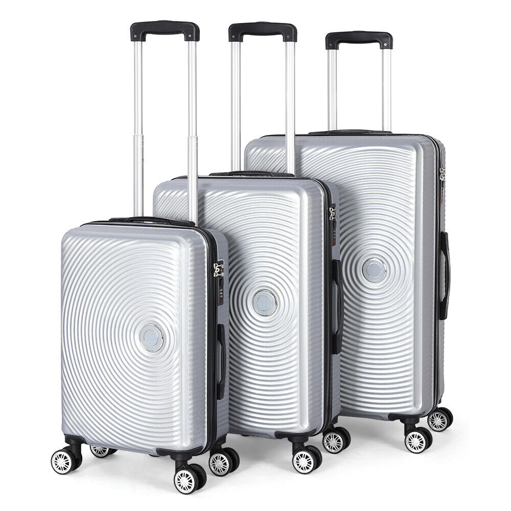20&24&28" Luggage Travel Set Bag ABS Trolley Hard Shell Suitcase w/Lock 3Pcs