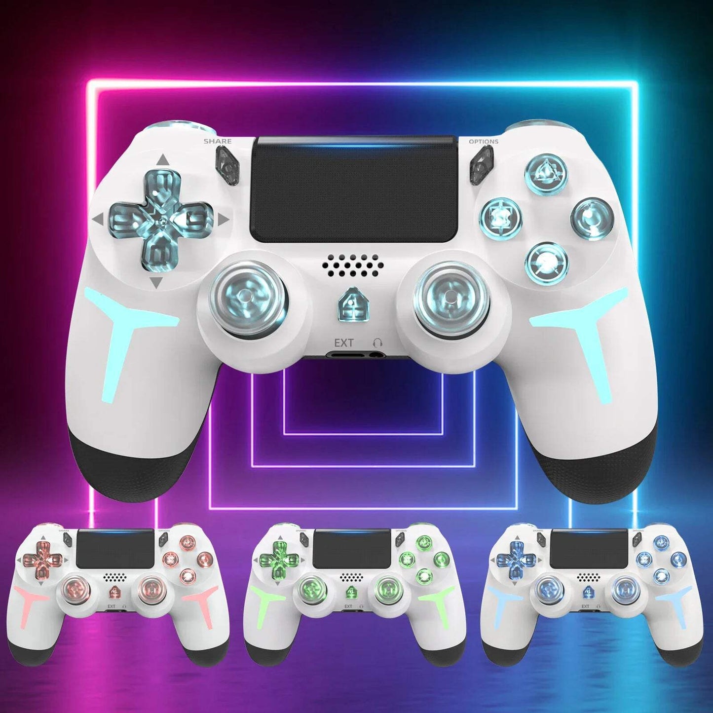 RGB Light Wireless Game Controller For PS4 PS3 Console Computer PC LED Bluetooth