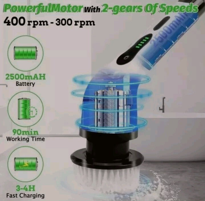 9IN1 Electric Spin Scrubber Cordless Power Cleaning Brush Rechargeable Cleaner