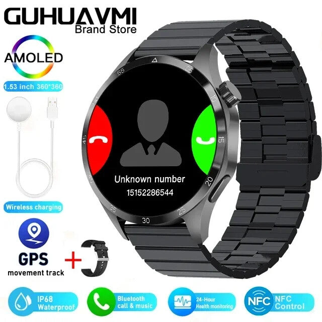 Fitness Tracker NFC Smartwatch Waterproof GPS Heart Rate Bluetooth Call Android
