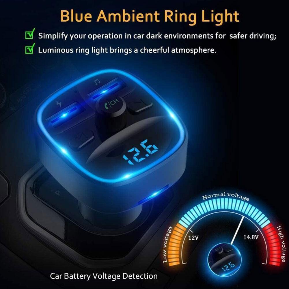 Bluetooth 5.0 Wireless Car FM Transmitter MP3 Music Player Radio Charger Adapter