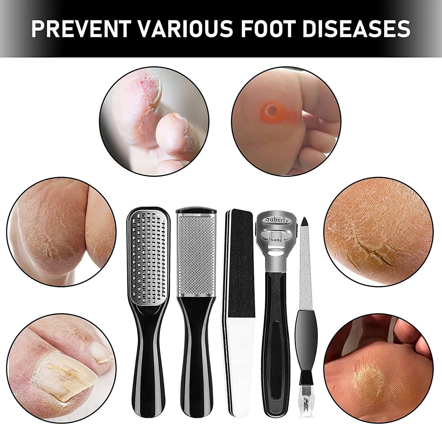 Pedicure Kit Set 23 in 1 Stainless Steel Foot Rasp Peel Callus Dead Skin Remover