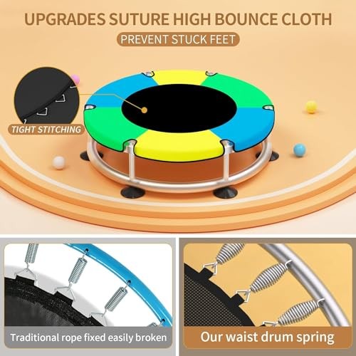 Trampoline for Kids, Update T-handrail Adjustable Baby Toddler Trampoline with