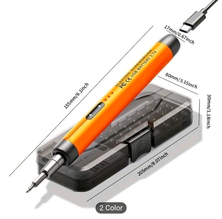 46-in-1 Small Precision Electric Screwdriver, Silent, Durable, Orange