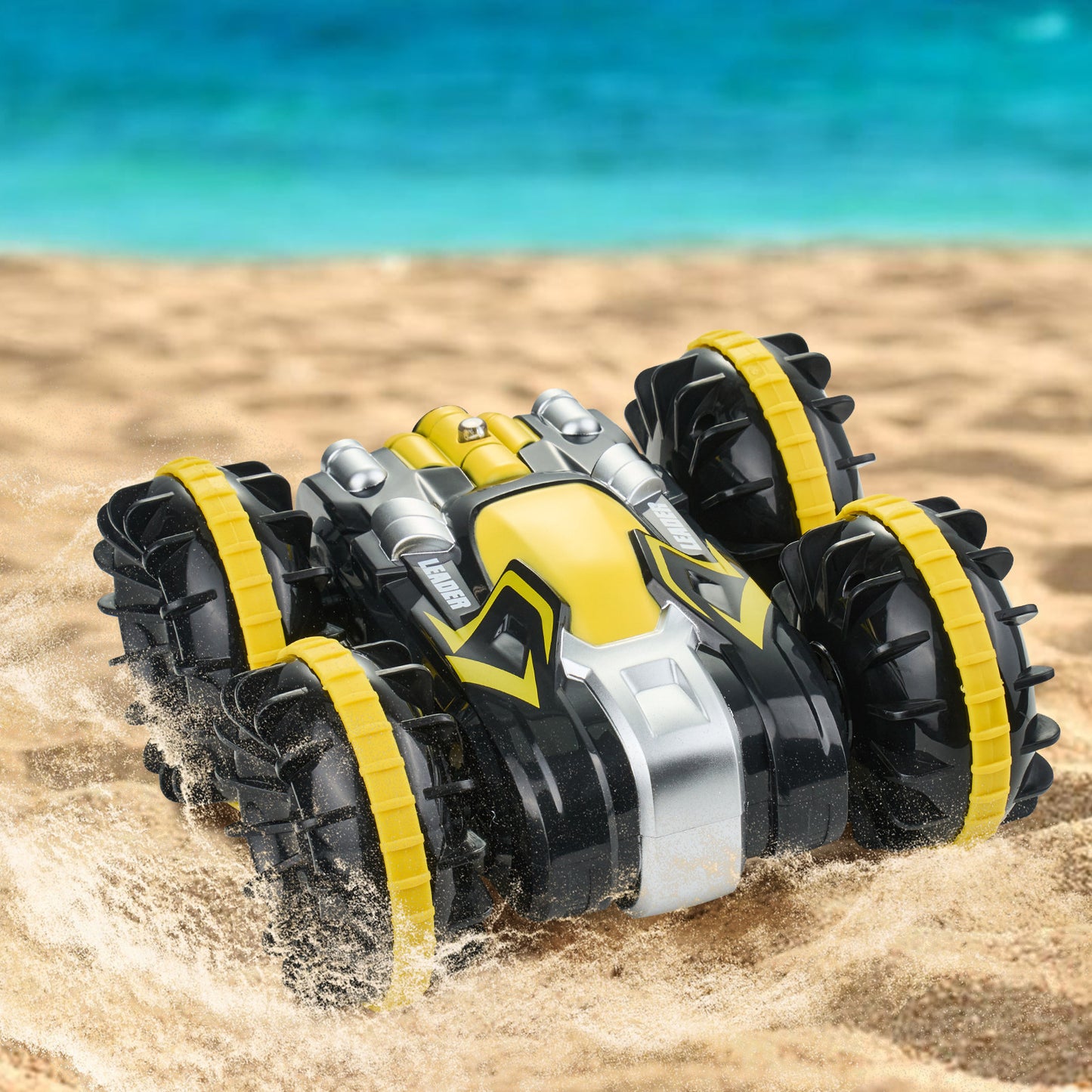 Amphibious Remote Control Car Boat 2.4 GHz 4WD RC Boat Kids Adults Yellow
