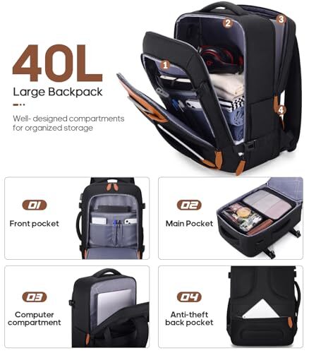 Luggage Sets 3 Piece, Carry On Luggage 20 Inch With Spinner Wheels,PC Black