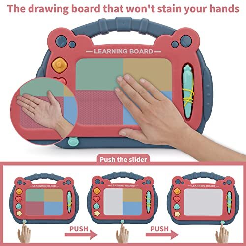 Magnetic Drawing Board for Toddlers 1-3, Color Erasable Doodle Writing Blue
