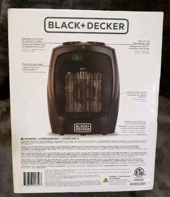 BLACK+DECKER 1500W Ceramic Heater - Black (BHDC201)