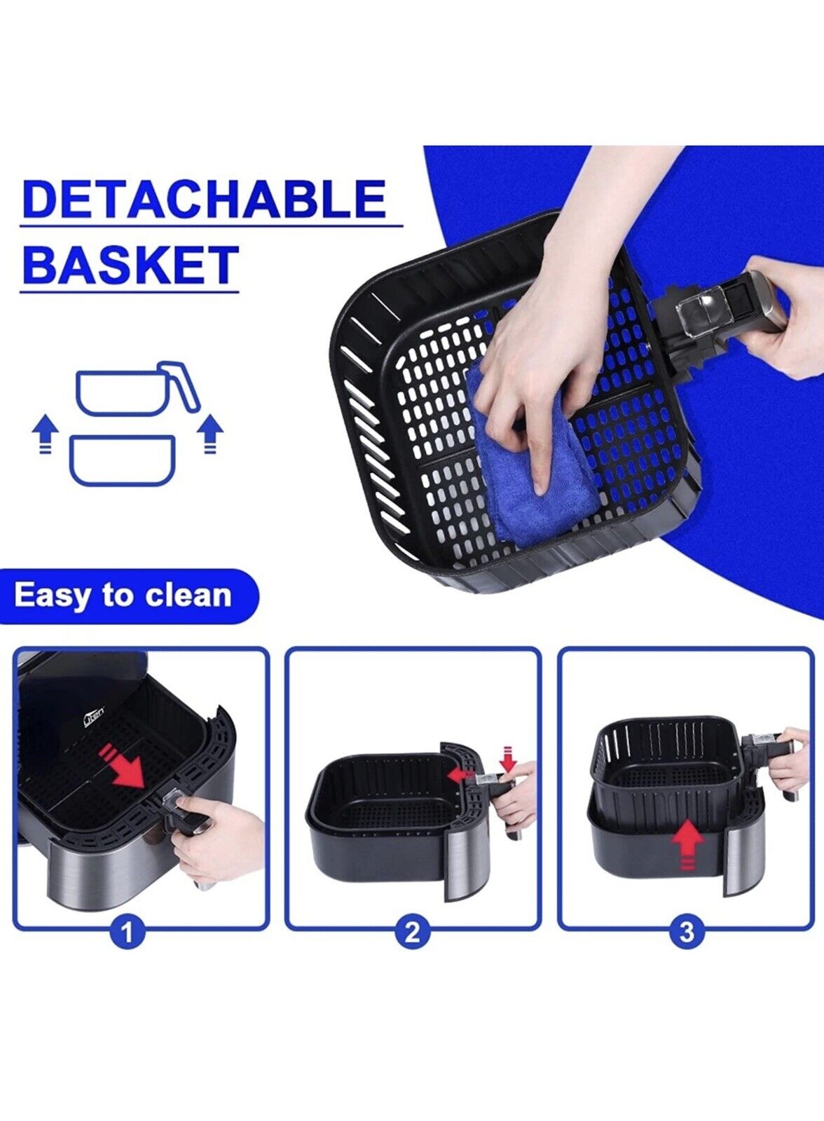 Uten Large Air Fryer 5.8Quart & Electric Hot Air Fryer XL Oven Oilless Cover