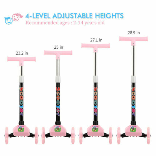 3 Wheel LED Kick Scooter Children Scooter Adjustable Handlebar Toddler Girls Boy