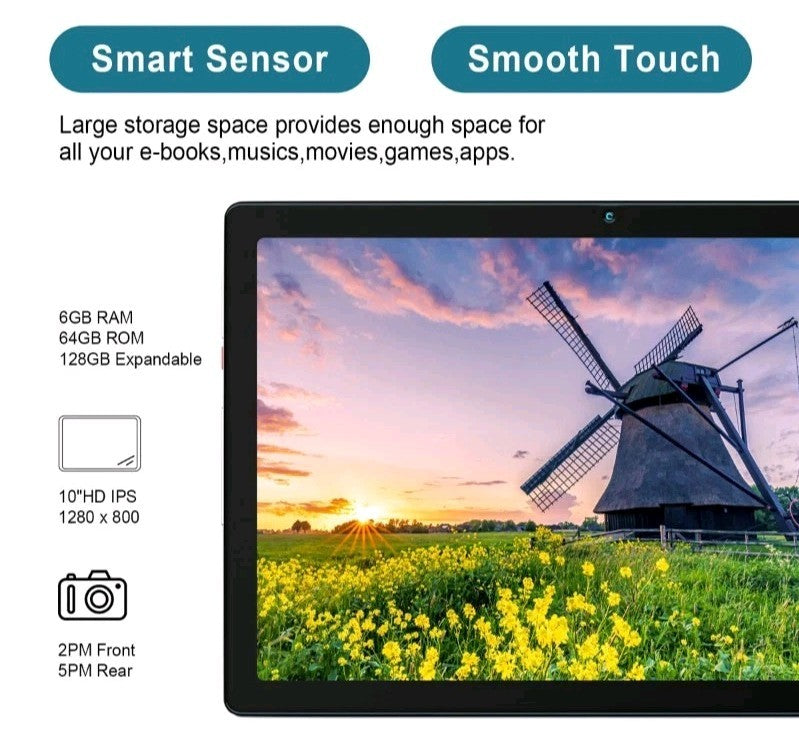 2025 Tablet 10.1" Android 13 Tablet 6+64GB Quad Core 1280×800 HD IPS WIFI