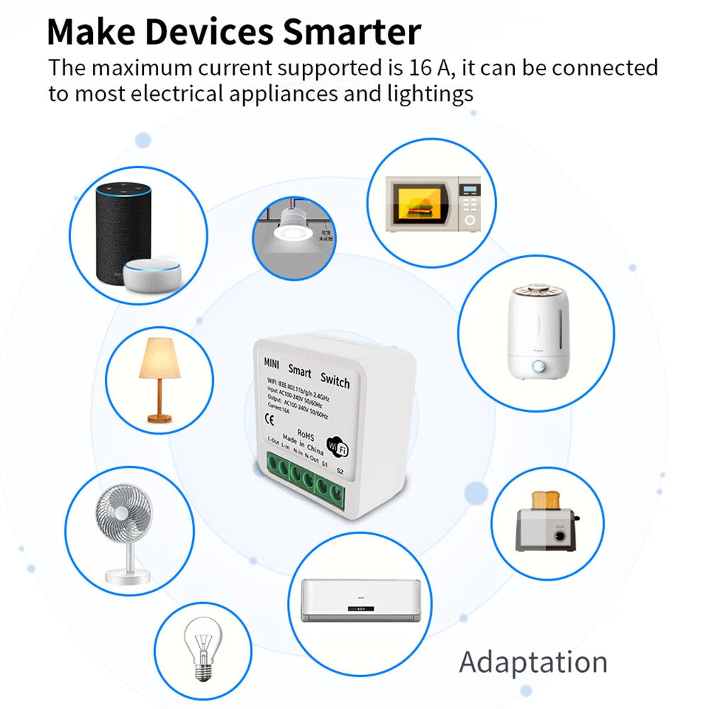 Smart Home ZigBee WiFi Smart Switch with Power Monitor 16A Mini Breaker Voice US