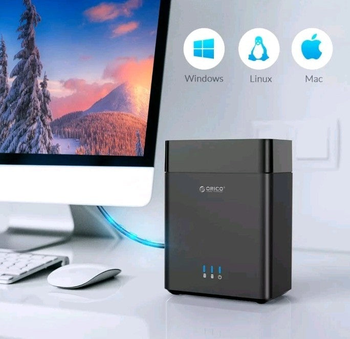 ORICO 2 Bay Hard Drive Enclosure USB Type-C to SATA for 3.5'' HDD SSD w/ Fan