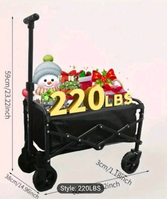 Folding Wagon Cart, 220lb Heavy Duty Utility Wagon, Flat-Free All-Terrain