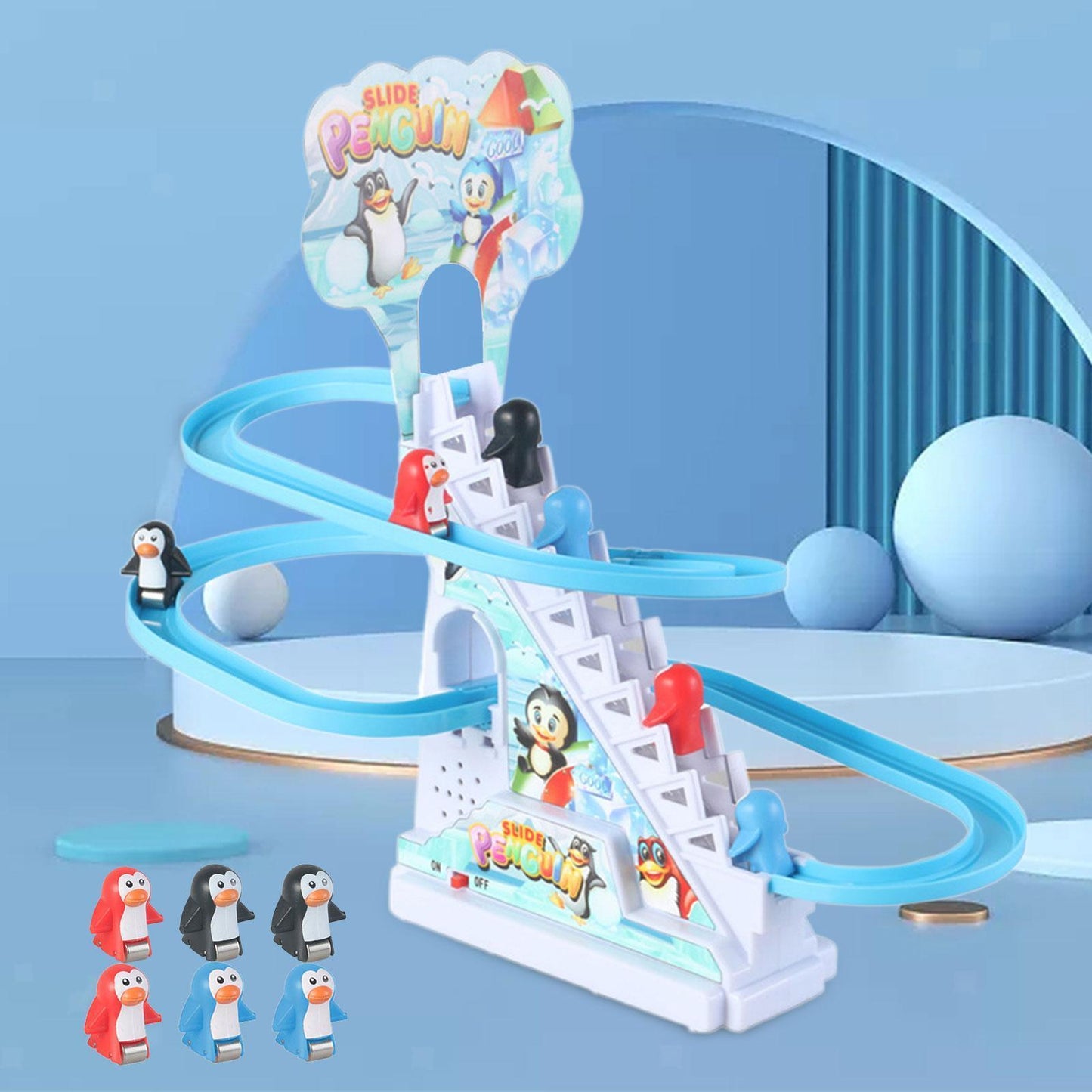 Penguin Climbing Toys Music Electric Race Track Game for Boys Toddlers Kids