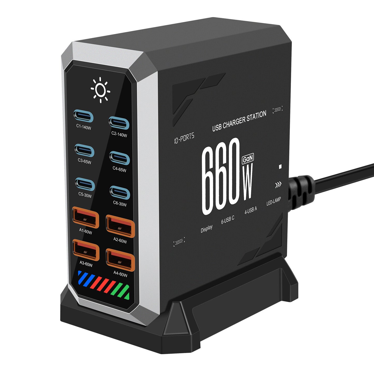660W 10 Port GaN USB C Charger Station Type C PD Fast Charger For iPhone Macbook