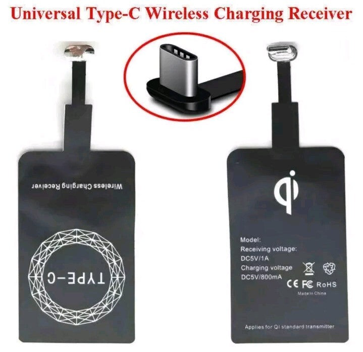 New Wireless Charger Receiver For Samsung Huawei LG Sony Android Type-C Port