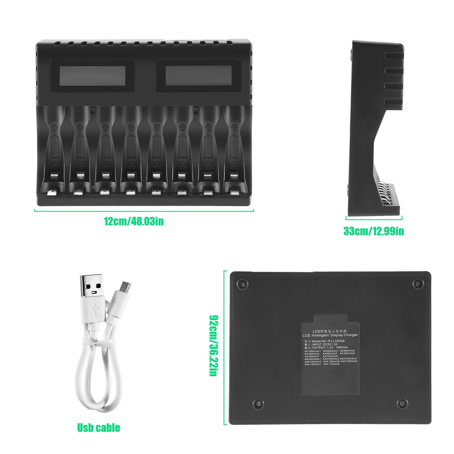 Battery  LCD Display  Intelligent 8-Slot Chargers for AA/AAA NiCd NiMh2049