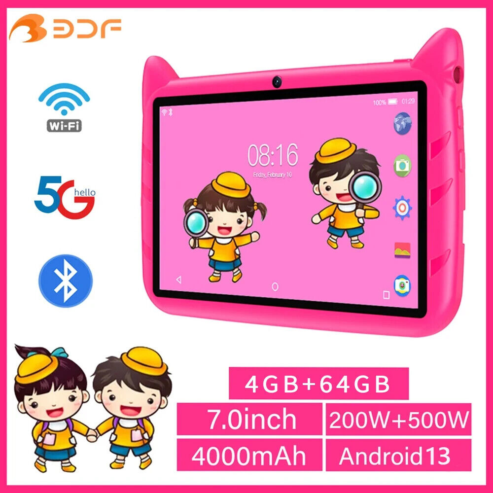 Kid Tablet Android 13, 4GB RAM 1TB Expand,5G WiFi,Dual Camera, Children's Gift