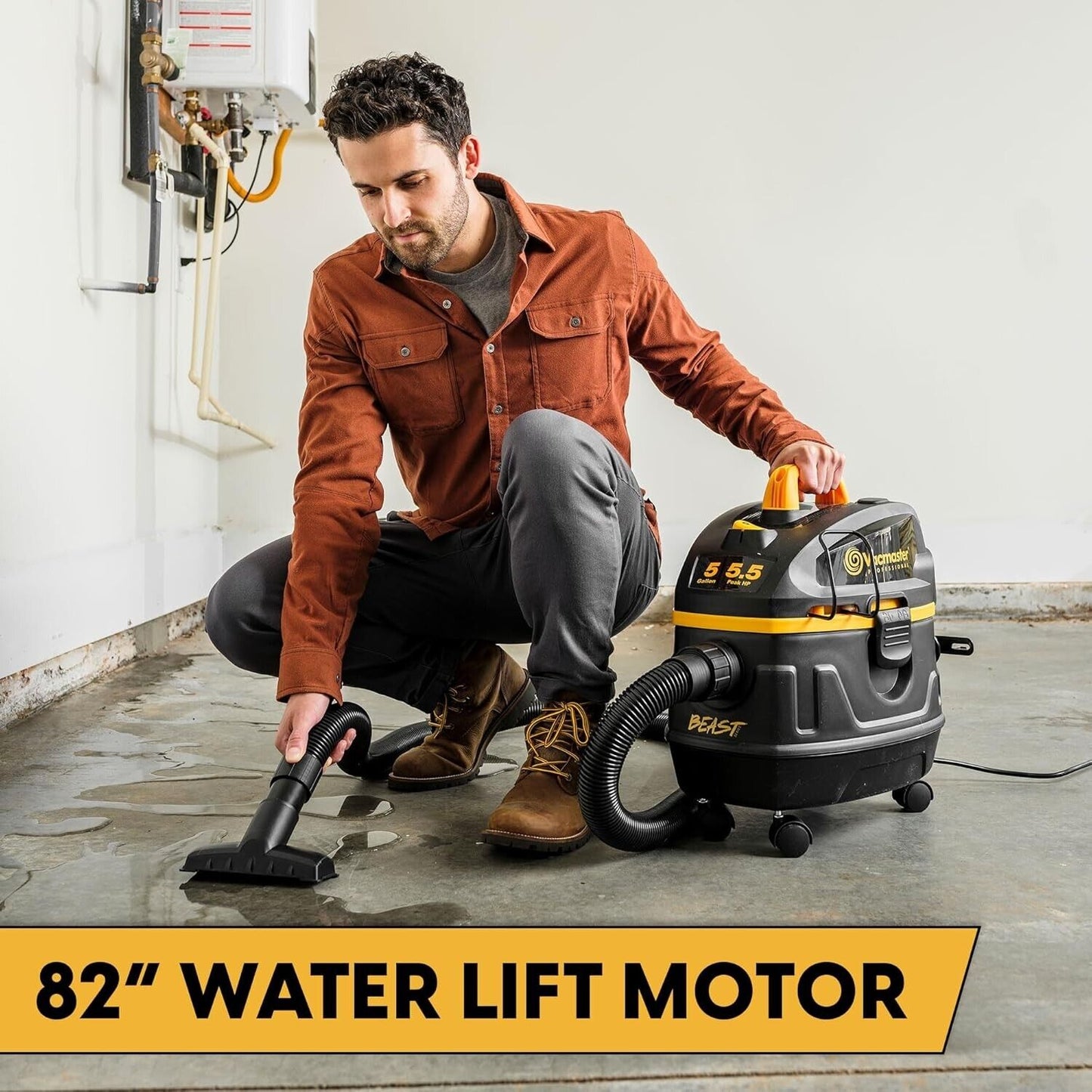 Professional 5-Gallon Wet/Dry Vacuum with Powerful 5.5 HP Motor & 9 Accessories