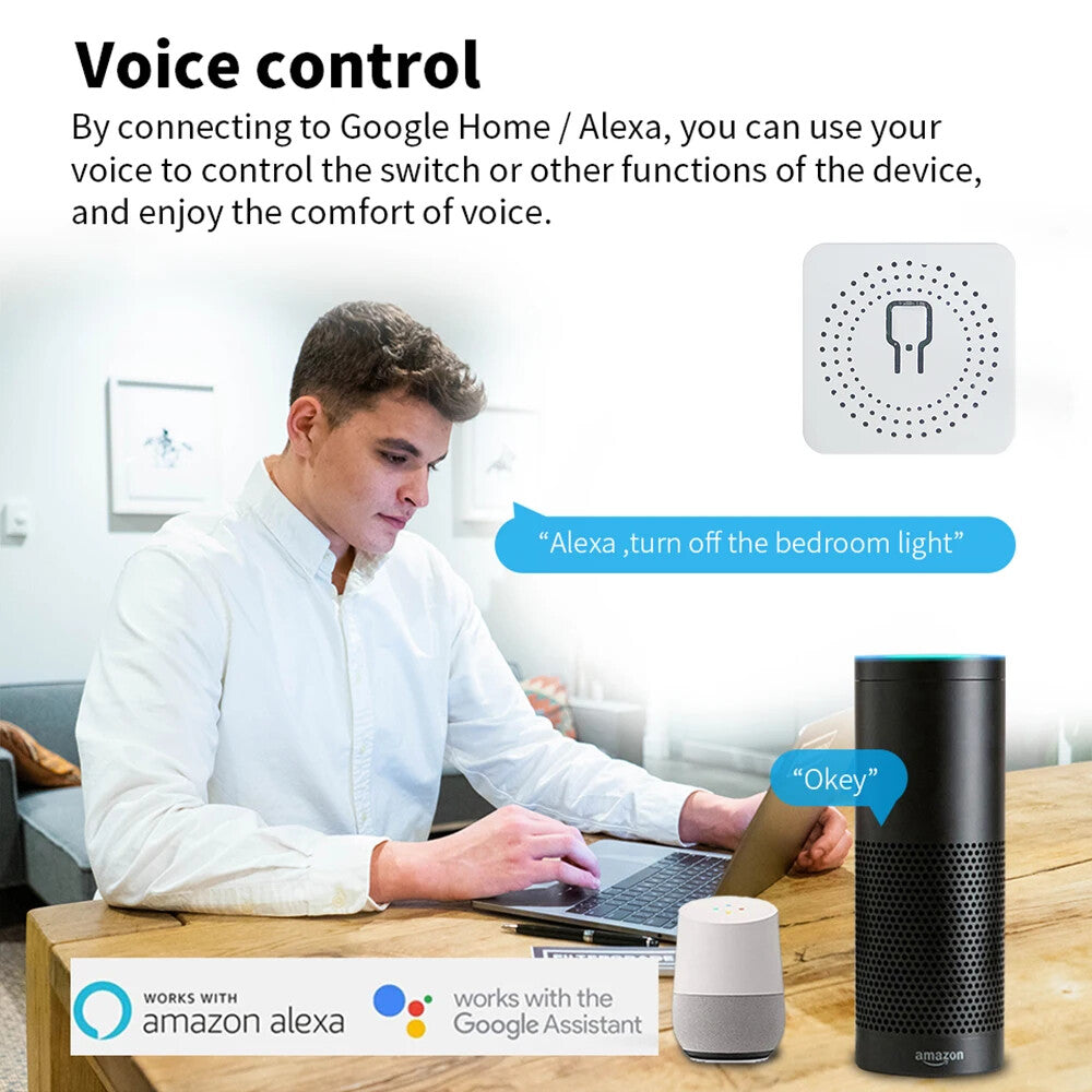 Smart Home ZigBee WiFi Smart Switch with Power Monitor 16A Mini Breaker Voice US