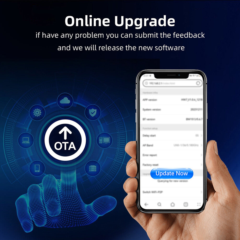 Wired To Wireless Carplay & Android Auto Wireless Adapter OTA Upgrade Adapter
