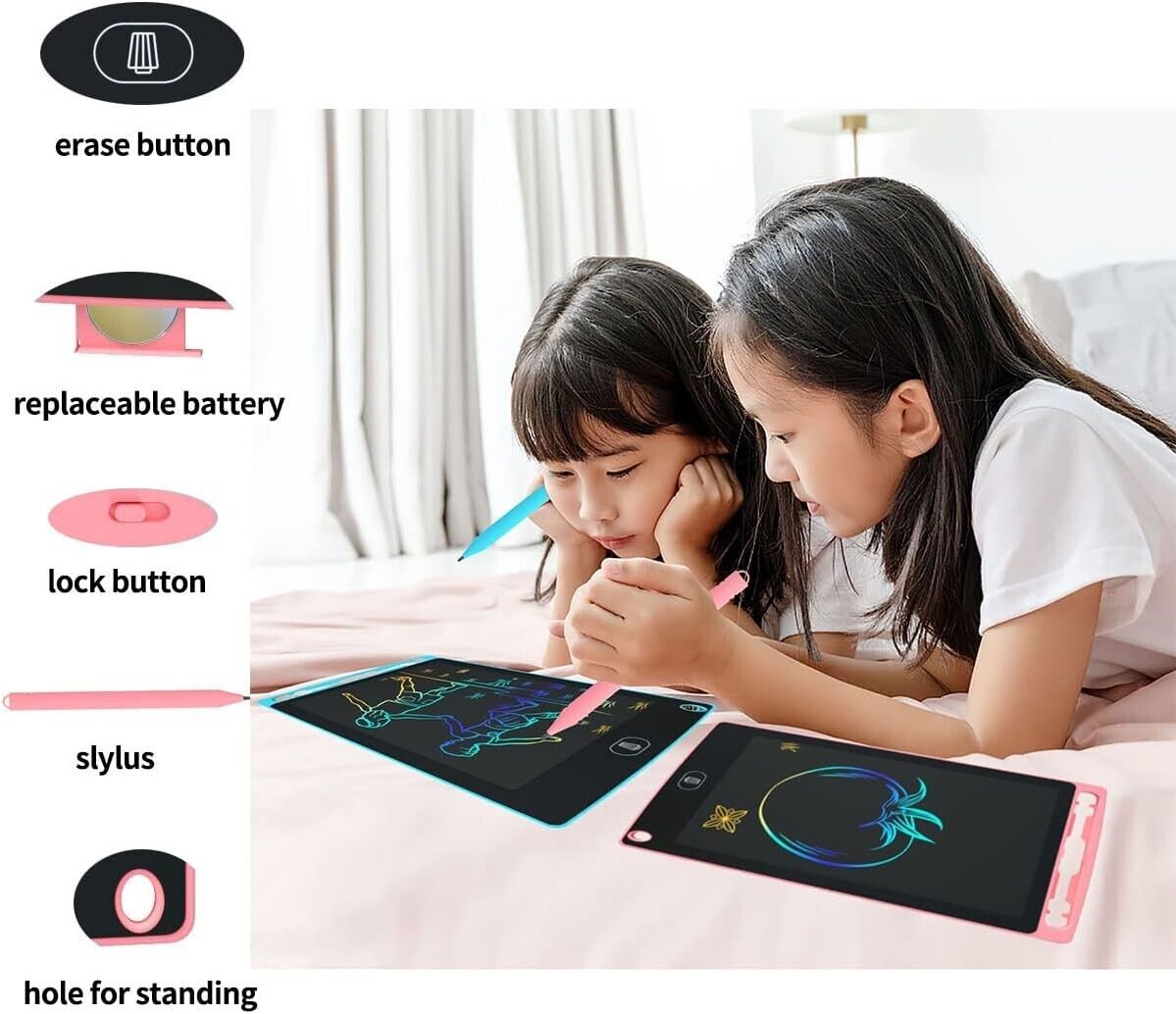 8.5 Inch LCD Writing Tablet for Kids Sketch Drawing Pad Doodle Board Pink